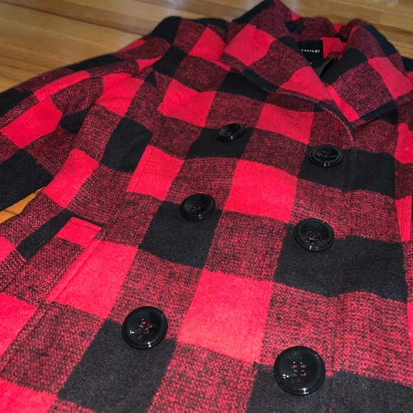 NWT Buffalo Plaid Wool Pea Coat Jacket - Picture 4 of 8